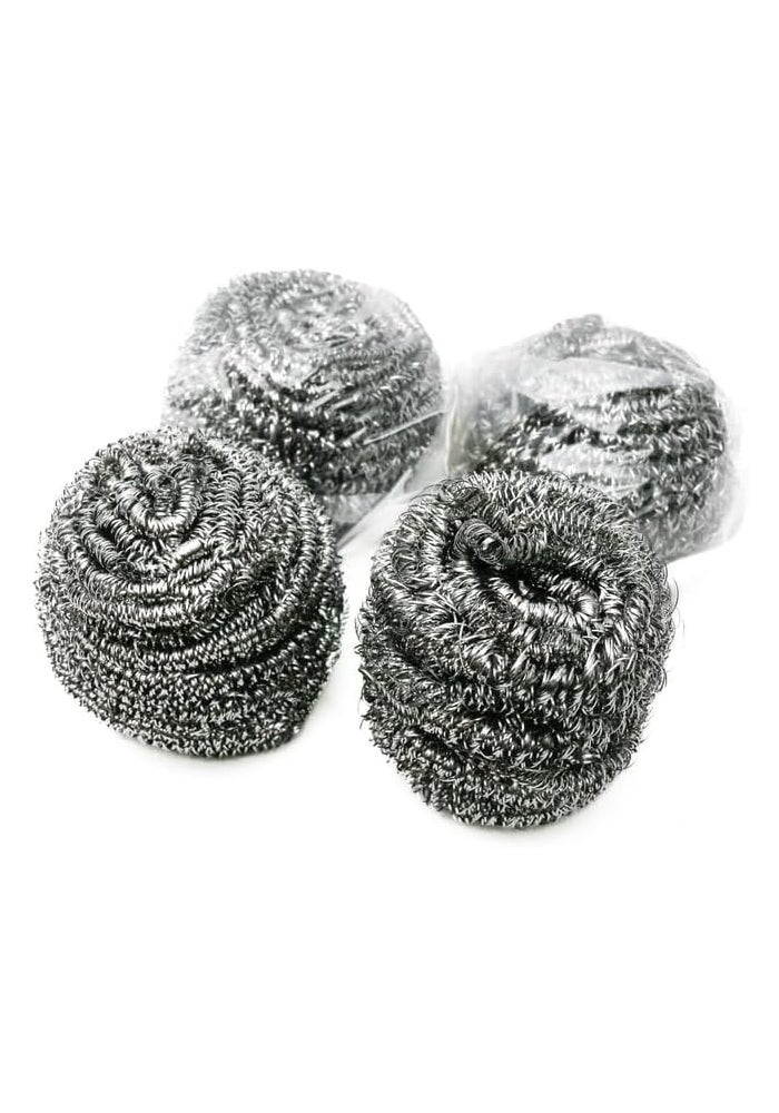 DAISO Stainless Steel Scrubber Set - 4 Heavy-Duty Kitchen Cleaning Scrubbers - Image 1